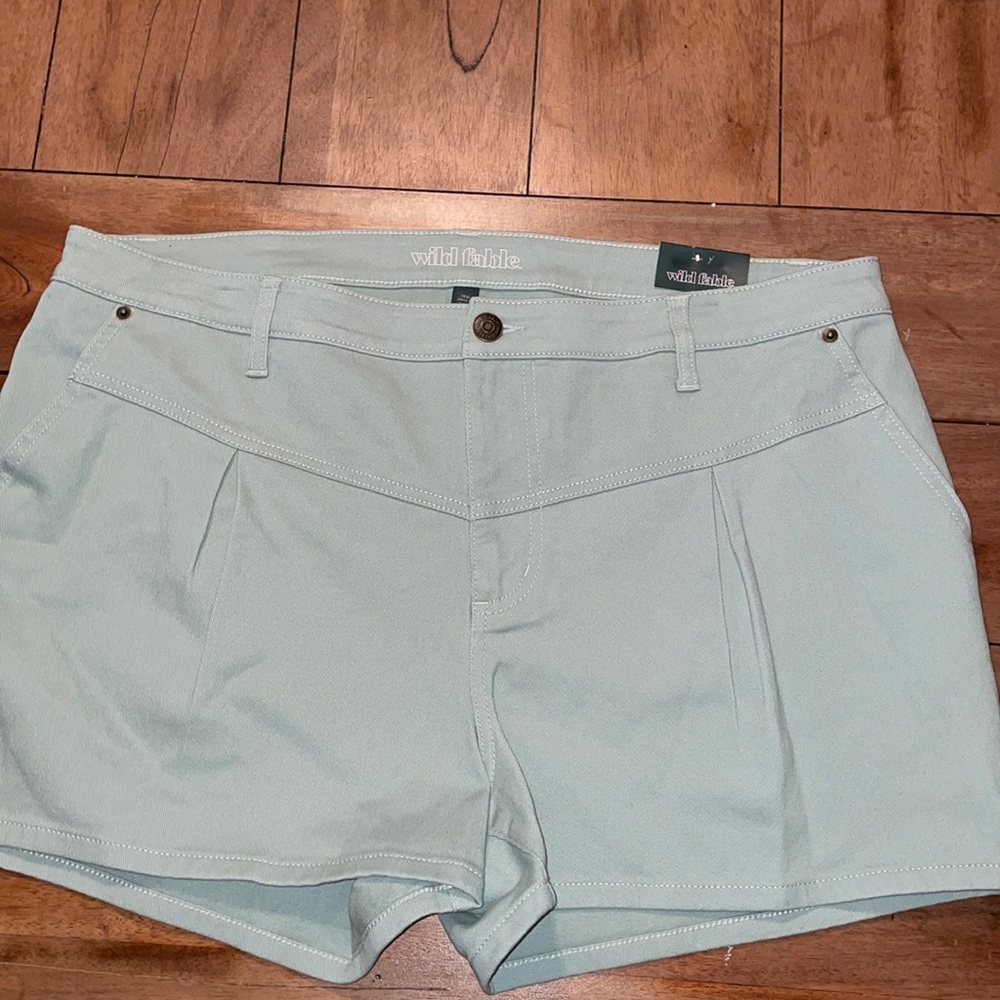 🆕Light green women’s High Rise Midi shorts size 18W- NWT